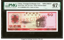 China Bank of China, Foreign Exchange Certificate 50 Yuan 1979 Pick FX6s Specimen PMG Superb Gem Unc 67 EPQ. HID09801242017 © 2022 Heritage Auctions |...
