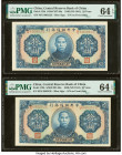 China Central Reserve Bank of China 10 Yuan 1940 (ND 1941) Pick J12h S/M#C297-30a Two Consecutive Examples PMG Choice Uncirculated 64 EPQ (2). HID0980...