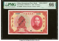 China Kwangtung Provincial Bank 10 Dollars 1931 Pick S2423s S/M#K56-14 Specimen PMG Gem Uncirculated 66 EPQ. Two POCs are noted on this example. HID09...