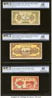 China Bank of Shansi Chahar & Hopei 5; 1000 Yuan 1945; 1946 Pick S3171; S3200 Two Examples PCGS Gold Shield Choice EF 45 (2); China Bank of Dung Bai 1...