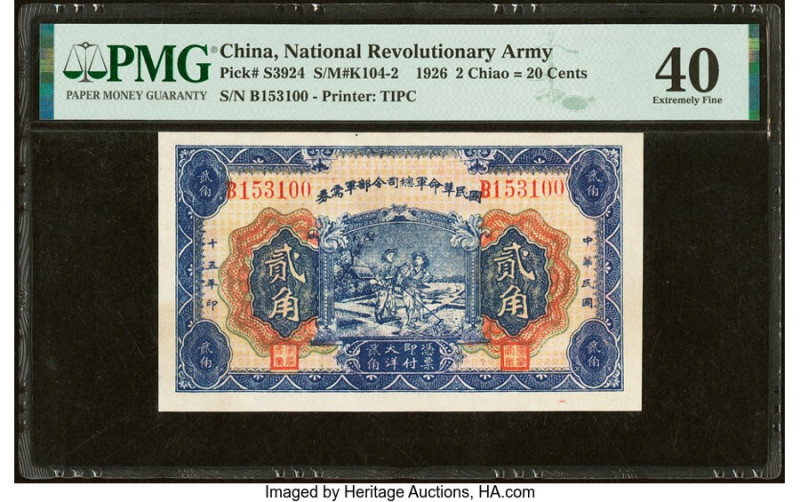 China National Revolutionary Army 2 Chiao = 20 Cents 1926 Pick S3924 S/M#K104-2 ...