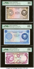 Cyprus Central Bank of Cyprus 1; 5 (2) Pounds 1.5.1978; 1.5.1973; 1.6.1979 Pick 43c; 44b; 47 Three Examples PMG Gem Uncirculated 66 EPQ; Gem Uncircula...