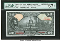 Ethiopia State Bank of Ethiopia 500 Dollars ND (1945) Pick 17s Specimen PMG Superb Gem Unc 67 EPQ. Cancelled with 2 punch holes. HID09801242017 © 2022...