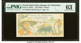 French Indochina Banque de l'Indo-Chine 1 Piastre ND (1949) Pick 74 PMG Choice Uncirculated 63. HID09801242017 © 2022 Heritage Auctions | All Rights R...
