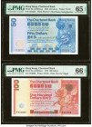 Radar Serial Number Hong Kong Chartered Bank 50 Dollars 1.1.1982 Pick 78c PMG Gem Uncirculated 65 EPQ; Hong Kong Chartered Bank 100 Dollars 1.1.1979 P...