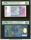 Hong Kong Standard Chartered Bank 50; 150 Dollars 1.1.1985; 1.1.2009 Pick 280a; 296a Two Examples PMG Gem Uncirculated 65 EPQ; Superb Gem Unc 67 EPQ. ...