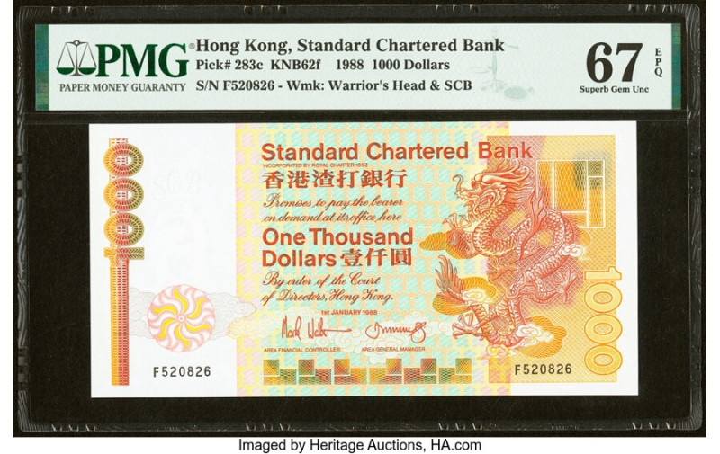 Hong Kong Standard Chartered Bank 1000 Dollars 1.1.1988 Pick 283c KNB62f PMG Sup...