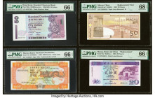 Hong Kong Standard Chartered Bank 50 Dollars 1.1.2002 Pick 286c KNB65 PMG Gem Uncirculated 66 EPQ; Macau Banco Nacional Ultramarino 1000; 50; 20 Patac...