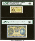 Hong Kong Government of Hong Kong 1 Cent ND (1941) Pick 313b KNB3a PMG Gem Uncirculated 66 EPQ; Hong Kong Government of Hong Kong 1 Dollar ND (1940-41...