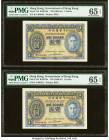 Hong Kong Government of Hong Kong 1 Dollar ND (1940-41) Pick 316 KNB13a Two Consecutive Examples PMG Gem Uncirculated 65 EPQ (2). HID09801242017 © 202...