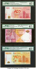 Hong Kong Bank of China (HK) Ltd. 100; 150 Dollars 5.2.2012; 3.3.2015 Pick 346; UNL Two Commemorative Examples PMG Superb Gem Unc 67 EPQ (2); Macau Ba...