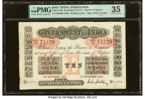 India Government of India 10 Rupees 13.10.1919 Pick A10v Jhun2A.2.4.1 PMG Choice Very Fine 35. Spindle holes are noted on this example. HID09801242017...