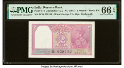 India Reserve Bank of India 2 Rupees ND (1943) Pick 17b Jhun4.2.2 PMG Gem Uncirculated 66 EPQ. Staple holes at issue. HID09801242017 © 2022 Heritage A...