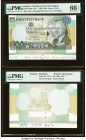 Ireland - Northern First Trust Bank 100 Pounds 1.1.1998 Pick 139r Remainder and Two Printer's Remnants' PMG Gem Uncirculated 66 EPQ; Two PMG Graded Ex...