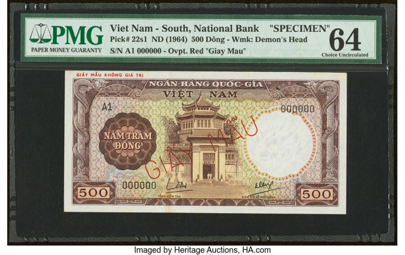 South Vietnam National Bank of Viet Nam 500 Dong ND (1964) Pick 22s1 Specimen PM...