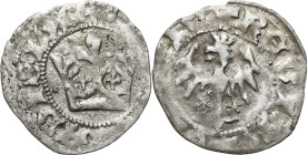 Medieval coins
POLSKA / POLAND / POLEN / SCHLESIEN

Władysław Jagiełło (1386-1434). Polgrosz (Half groschen), Krakow / Cracow 

Odmiana bez liter...