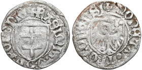 Medieval coins
POLSKA / POLAND / POLEN / SCHLESIEN

Kazimierz IV Jagiellończyk (1446-1492). Szelag (Schilling), Torun 

Aw.: Tarcza z krzyżem lot...