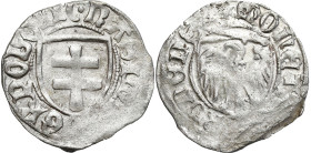 Medieval coins
POLSKA / POLAND / POLEN / SCHLESIEN

Kazimierz IV Jagiellończyk (1446-1492). Szelag (Schilling), Torun 

Aw.: Tarcza z krzyżem lot...