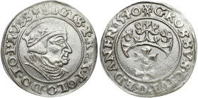 Sigismund I Old
POLSKA/ POLAND/ POLEN / POLOGNE / POLSKO

Zygmunt I Stary. Groschen (Grosz) 1540, Gdansk/ Danzig 

Końcówka napisu PRVSS.Dobrej j...