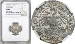 Sigismund II August
POLSKA/ POLAND/ POLEN / POLOGNE / POLSKO / LITHUANIEN / VILNIUS

Zygmunt II August. Polgrosz (Half groschen) 1547, Vilnius NGC ...