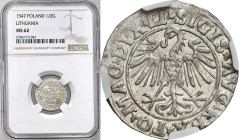 Sigismund II August
POLSKA/ POLAND/ POLEN / POLOGNE / POLSKO / LITHUANIEN / VILNIUS

Zygmunt II August. Polgrosz (Half groschen) 1547, Vilnius NGC ...