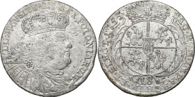 Augustus III the Sas 
POLSKA/ POLAND/ POLEN / POLOGNE / POLSKO

August III Sas. Ort (18 Groschen - Groszy) 1755 EC, Lipsk / Leipzig 

Szerokie, m...