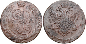 Russia copper coin collection – part two
RUSSIA / RUSSLAND / РОССИЯ / Moscow / Petersburg

Rosja. Catherine II. 5 Kopek (kopeck) 1763 CM, Siestrori...