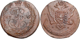 Russia copper coin collection – part two
RUSSIA / RUSSLAND / РОССИЯ / Moscow / Petersburg

Rosja. Catherine II. 5 Kopek (kopeck) 1765 EM, Jekaterin...