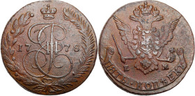 Russia copper coin collection – part two
RUSSIA / RUSSLAND / РОССИЯ / Moscow / Petersburg

Rosja. Catherine II. 5 Kopek (kopeck) 1778 EM, Jekaterin...