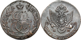 Russia copper coin collection – part two
RUSSIA / RUSSLAND / РОССИЯ / Moscow / Petersburg

Rosja. Catherine II. 5 Kopek (kopeck) 1781 KM, Suzun - R...