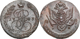 Russia copper coin collection – part two
RUSSIA / RUSSLAND / РОССИЯ / Moscow / Petersburg

Rosja. Catherine II. 5 Kopek (kopeck) 1783 EM, Jekaterin...