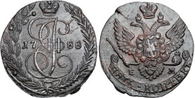 Russia copper coin collection – part two
RUSSIA / RUSSLAND / РОССИЯ / Moscow / Petersburg

Rosja. Catherine II. 5 Kopek (kopeck) 1788 EM, Jekaterin...