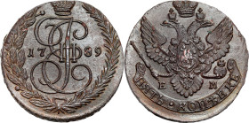 Russia copper coin collection – part two
RUSSIA / RUSSLAND / РОССИЯ / Moscow / Petersburg

Rosja. Catherine II. 5 Kopek (kopeck) 1789 EM, Jekaterin...