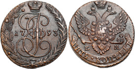 Russia copper coin collection – part two
RUSSIA / RUSSLAND / РОССИЯ / Moscow / Petersburg

Rosja. Catherine II. 5 Kopek (kopeck) 1793 EM, Jekaterin...