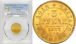 Collection of russian coins
RUSSIA / RUSSLAND / РОССИЯ / Moscow / Petersburg

Rosja, Aleksander II. 3 ruble 1877 НІ, Petersburg, PCGS MS63 – RZADKI...
