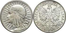 Poland II Republic
POLSKA / POLAND / POLEN / POLOGNE / POLSKO

II RP. 10 zlotych 1932 głowa kobiety (bez znaku mennicy) 

Lekko czyszczone na rew...