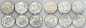 Poland II Republic
POLSKA / POLAND / POLEN / POLOGNE / POLSKO

II RP. 10 zlotych 1932 głowa kobiety, set 6 pieces 

Monety w różnym stanie zachow...