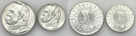 Poland II Republic
POLSKA / POLAND / POLEN / POLOGNE / POLSKO

II RP. 5 i 10 zlotych 1934 Piłsudski Strzelecki, set 2 coins 

Odmiana z orłem str...