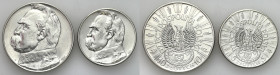 Poland II Republic
POLSKA / POLAND / POLEN / POLOGNE / POLSKO

II RP. 5 i 10 zlotych 1934 Piłsudski Strzelecki, set 2 coins 

Odmiana z orłem str...
