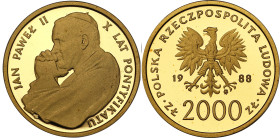 GOLD coins John Paul II - papal sets
POLSKA / POLAND / POLEN / PRL / JAN PAWEL II / JOHN PAUL II / GOLD

PRL. 2.000 zlotych 1988 John Paul II Pope ...