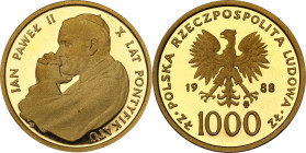 GOLD coins John Paul II - papal sets
POLSKA / POLAND / POLEN / PRL / JAN PAWEL II / JOHN PAUL II / GOLD

PRL. 1.000 zlotych 1988 John Paul II Pope ...