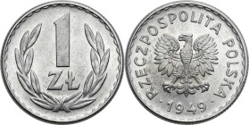 Coins Poland People Republic (PRL)
POLSKA / POLAND / POLEN / POLOGNE / POLSKO

PRL. 1 zloty 1949 Aluminium - BEAUTIFUL 

Pierwszy rocznik złotówe...