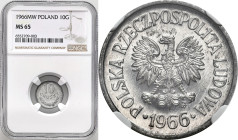 Coins Poland People Republic (PRL)
POLSKA / POLAND / POLEN / POLOGNE / POLSKO

PRL. 10 groszy 1966 aluminium NGC MS65 

Mennicza sztuka w subteln...