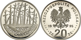 Polish collector coins after 1990
POLSKA / POLAND / POLEN / POLOGNE / POLSKO

III RP. 20 zlotych 1995 Katyń Miednoje Charków 

Drobne plamki na l...