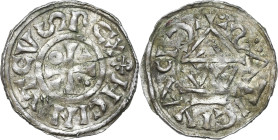 Medieval WORLD coins
GERMANY / ENGLAND / CZECH / GERMAN / GREAT BRITIAN

Germany, Bavaria. Imitation of the Regensburg denarius 

Trudno doszukać...