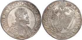 Austria
World coins

Austria. Rudolf II (1576-1612). Taler (Thaler) 1579, Joachimstal 

Mincerz Georg Kadner. Atrakcyjna sztuka z połyskiem tła.D...