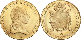 Austria
World coins

Austria, Franciszek II (1792 1806). Souverain Dor - type Brabanon 1793 A, Vienna. 

Aw.: FRANC II D G R IMP S A GE HIE HV BO...