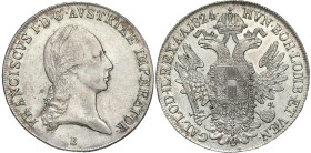 Austria
World coins

Austria, Franciszek II (1792-1835). Taler (Thaler) 1824 b, Kremnica 

Dobrej jakości szczegóły. Patyna.Davenport 7; Herinek ...