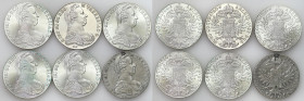 Austria
World coins

Austria. Taler (Thaler) 1780 new beating - 6 pieces 

Jedna moneta prawdopodobnie z lat 1797-1800.Pozostałe sztuki bite wspó...