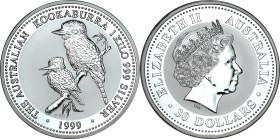 Australia
World coins

Australia 30 Dollars $ 1999 - 1 kg ag .999 Kookaburra 

Wielka 1-kilogramowa moneta wykonana z czystego srebra w mennicy P...